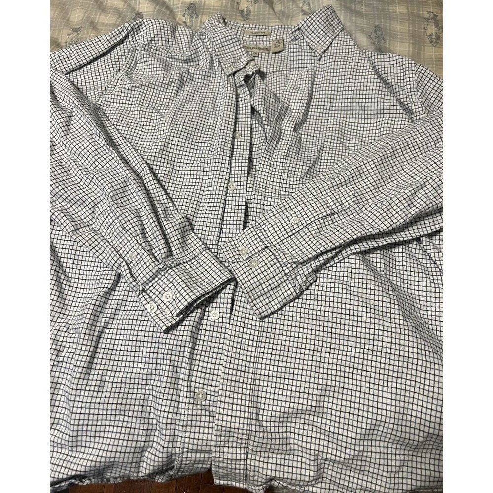 Natural Basix Shirt Mens XXL Button Up Striped Shirt Long Sleeve Linen Feel